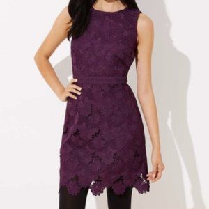 Loft Aubergine Scalloped Lace Dress 10